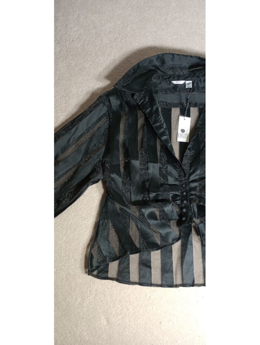 Kaktus Jacket Womens Black Stripe Sheer Organza Fairy Formal Event Artsy Gala XL - Picture 4 of 16
